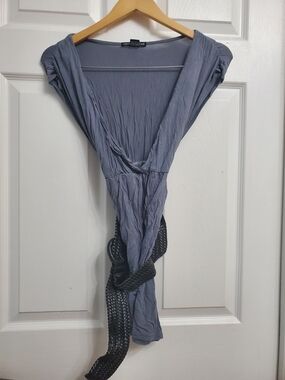American Dream Gray Top W/Waist Belt - SIZE S (DAMAGED)